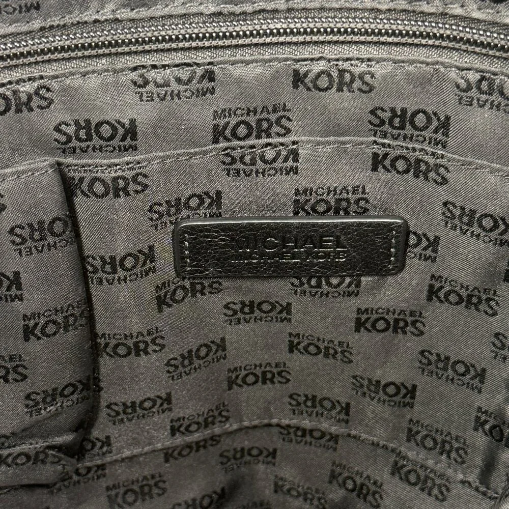 MICHAEL Michael Kors Jet Set Tote Black Monogram Nylon with Leather Straps